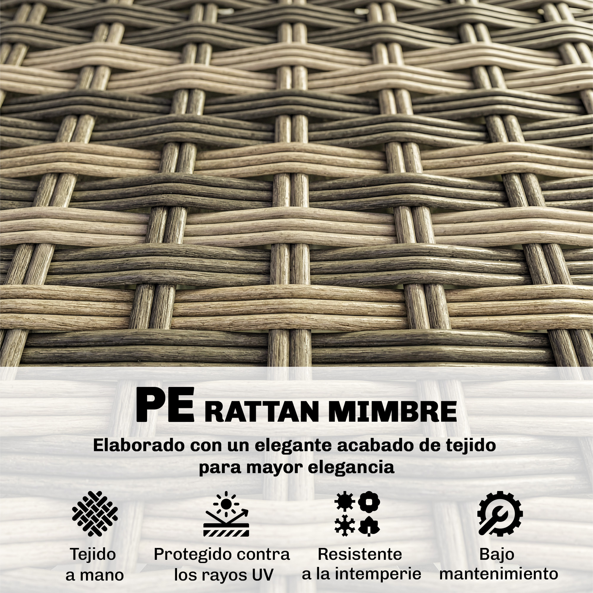 Conjunto de Jardín de Ratán de 5 Piezas, Conjunto Terraza Resistente, Muebles Jardín Exterior Incluye Cojines, 2 Sillones de Esquina, Sillón sin Brazos, Reposapiés y Mesa Centro, Gris Oscuro