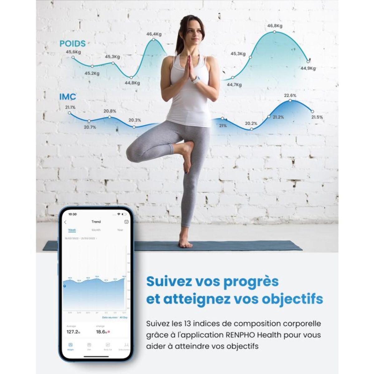 Pèse personne et capteur de silhouette connectés RENPHO Elis 2 A016 noir