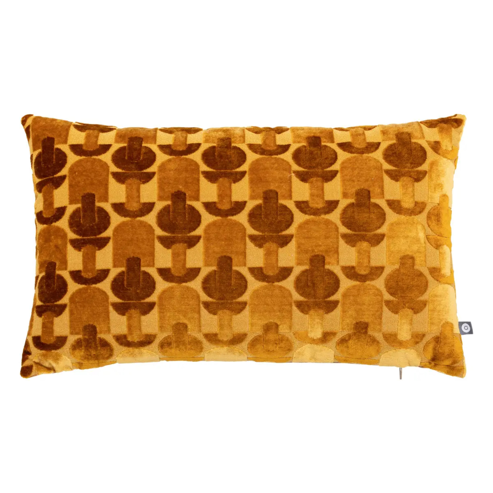 Coussin "Luna" jacquard velours ocre 30x50cm