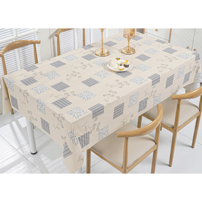 Tovaglia Antimacchia Idrorepellente Rotolo Tagliabile PVC Maniva Riga Flower Grigio D7