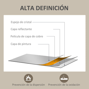 Espejo de Pared, 70x50 cm, Espejo de Baño Rectangular, Decorativo para Salón, Entrada, Pasillo, Horizontal o Vertical, Blanco