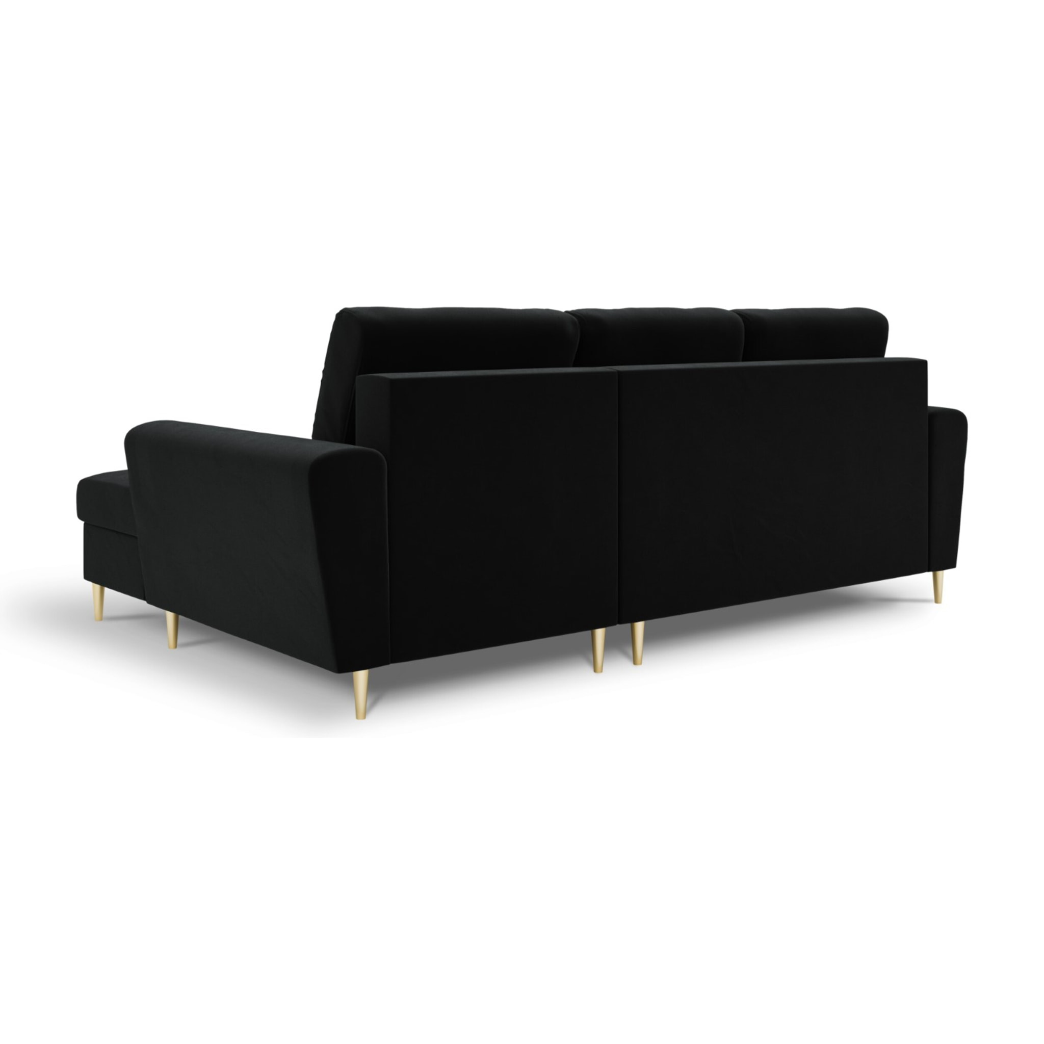 Canapé d'angle droit convertible avec coffre de rangement "Kyoto" 4 places en velours noir