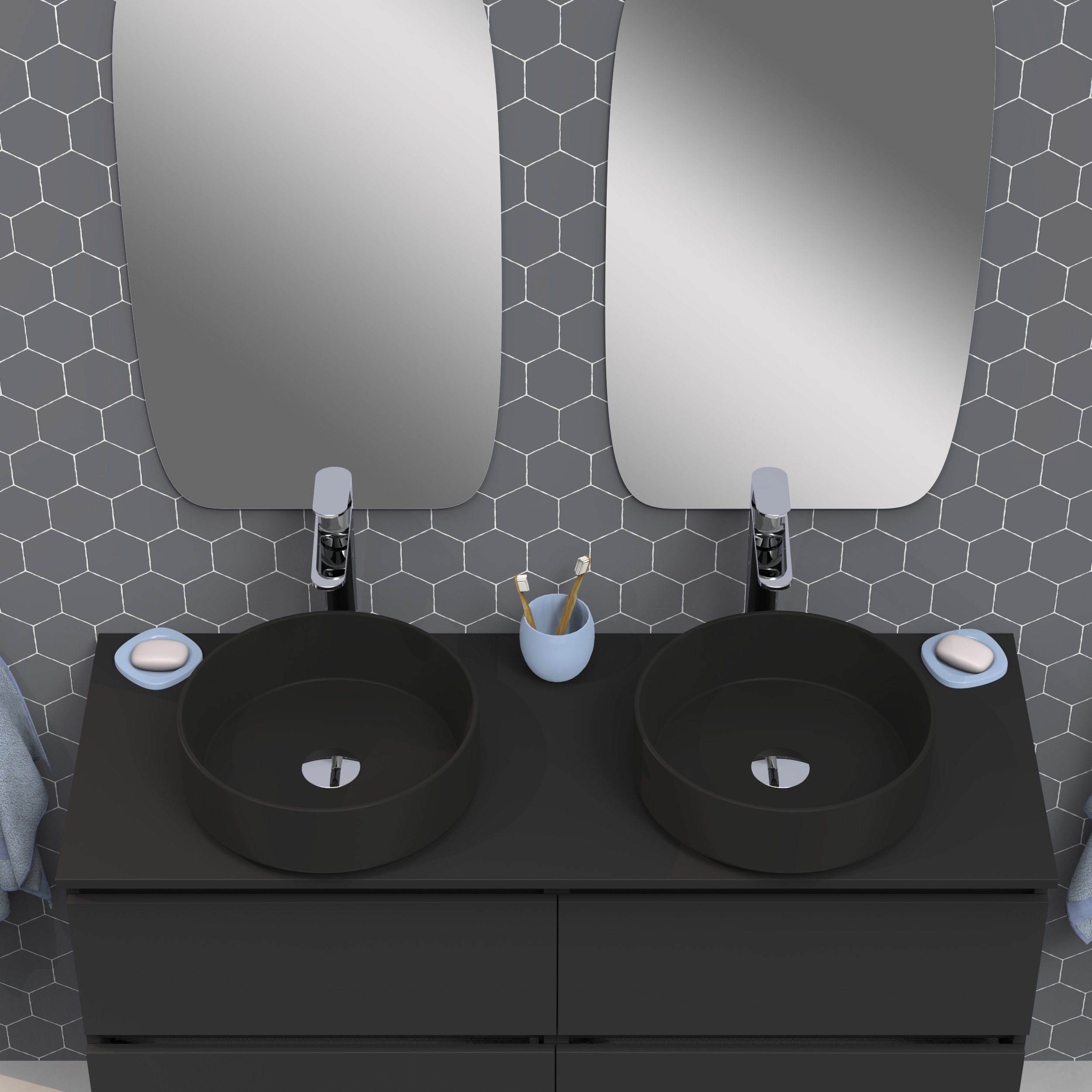 Conjunto de baño IRONA 2C TOP, 140cm, incluye lavabo y espejo