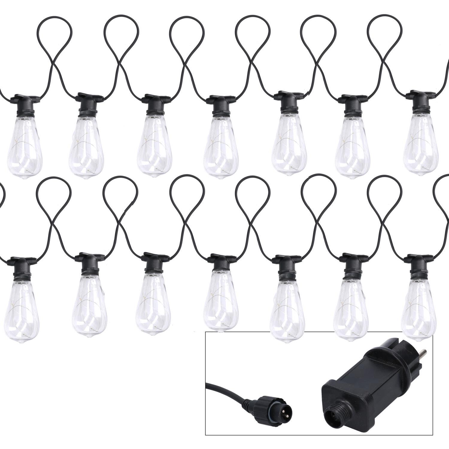 Catena da 5M con 10 lampadine in plastica a luce bianco caldo alimentazione fissa per uso esterno