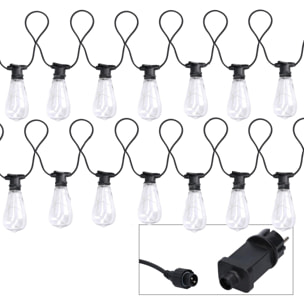 Catena da 5M con 10 lampadine in plastica a luce bianco caldo alimentazione fissa per uso esterno