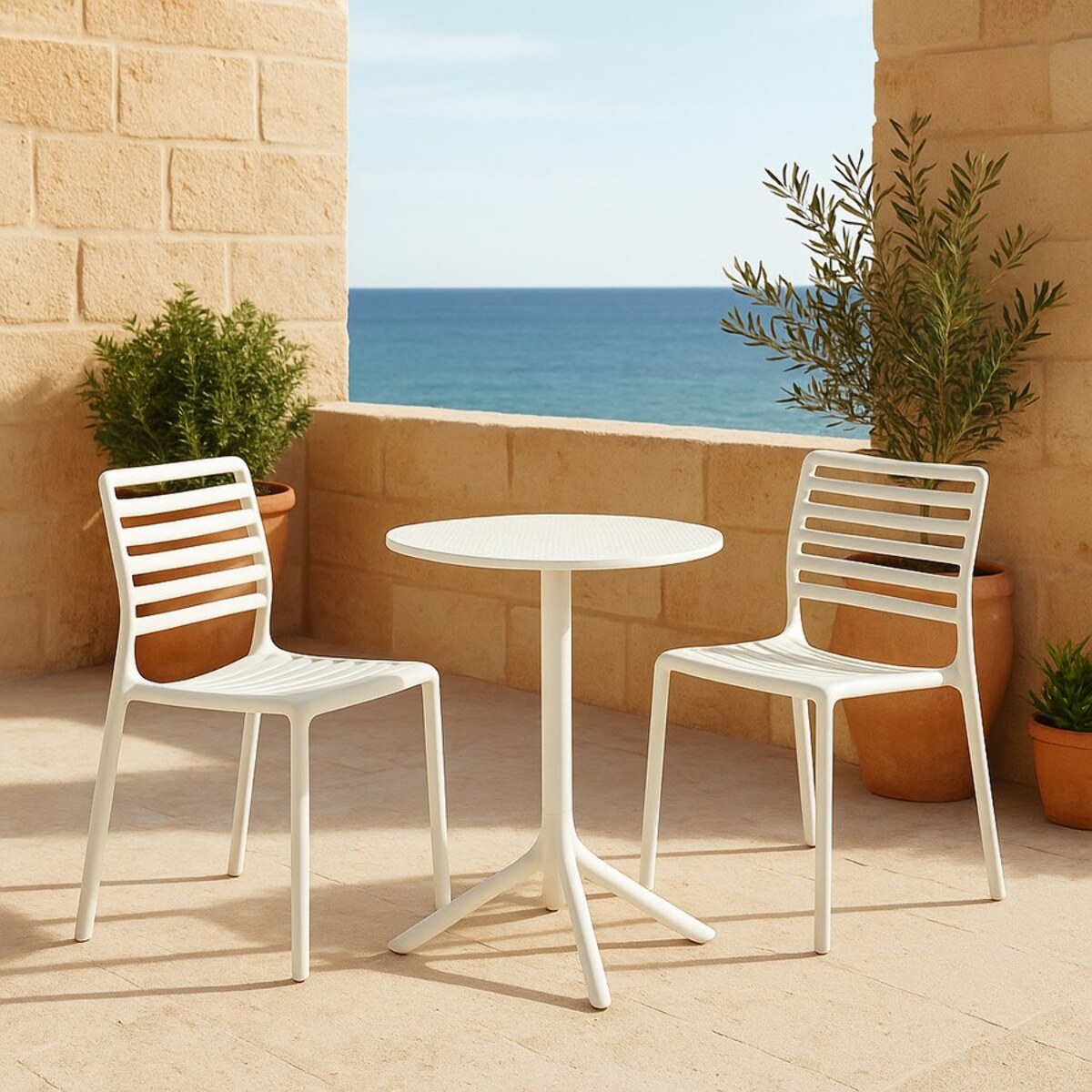 Set da 4 sedie da giardino in polipropilene bianca – Lagos