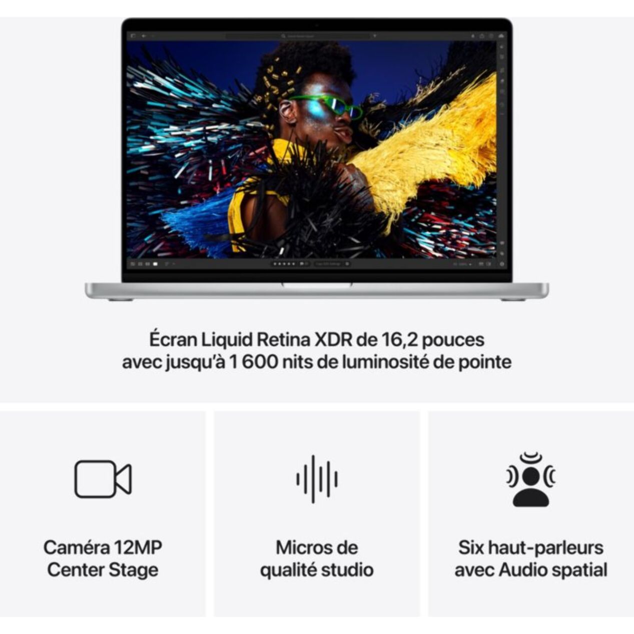 Ordinateur Apple MACBOOK Pro 16" Puce M4 Max CPU 14 / GPU 32 coeurs Mémoire RAM 36Go Stockage 1To SSD XDR Argent