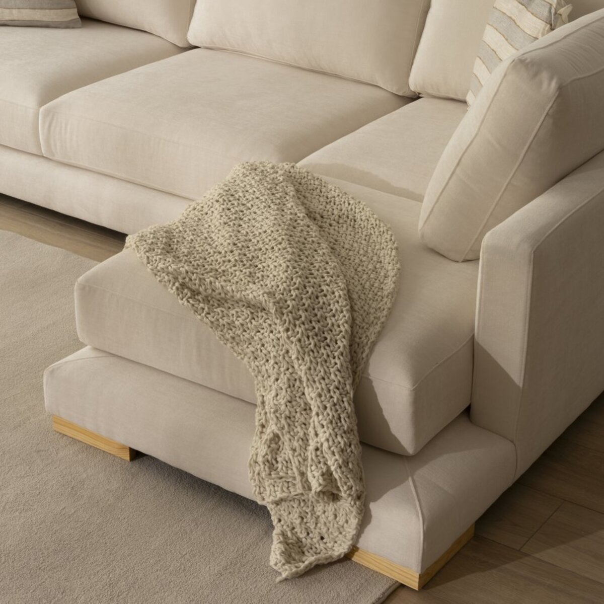 Canapé d'angle Luxor -textile,mousse pu,bois,panneau de particules-couleur beige 275 x 88 x 191 cm