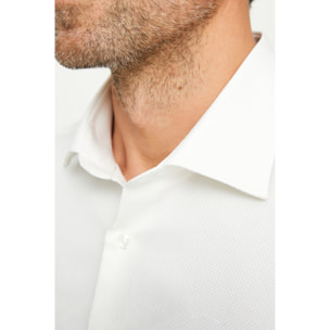 Camicia Uomo 1 Bottone Francese Slim Cotone Unito Bianco