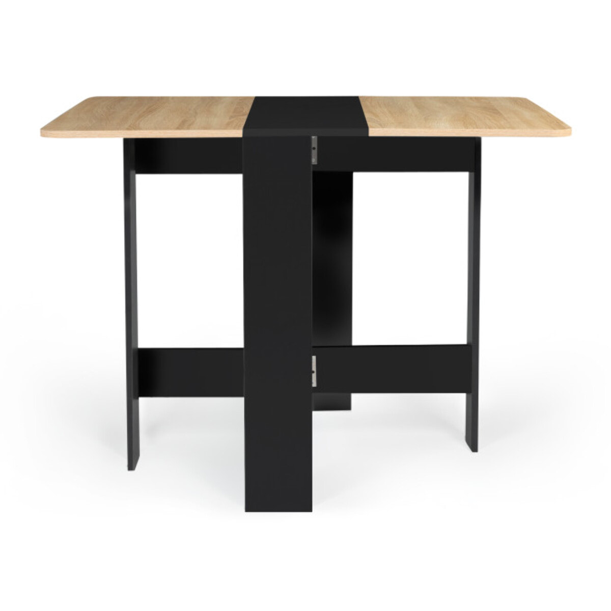 Table à manger carrée dépliable Edi bois et noir