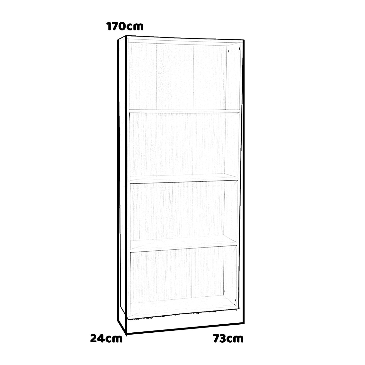 Beth - libreria in legno a 4 ripiani - 73x24x170h cm