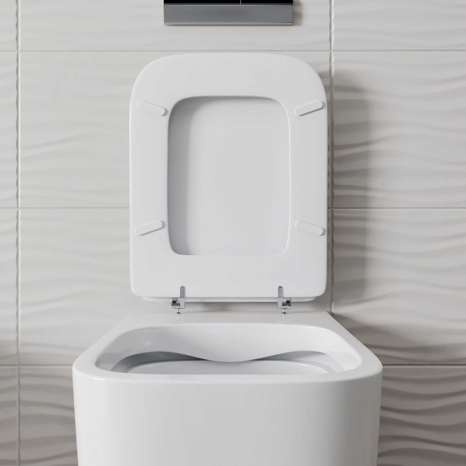 Sedile WC In Legno MDF Copriwater Tavoletta Universale Rapido Montaggio Per Tutti i WC Standard Portata 150 Kg Cerniere In Ottone 44 × 36 Cm Bianco
