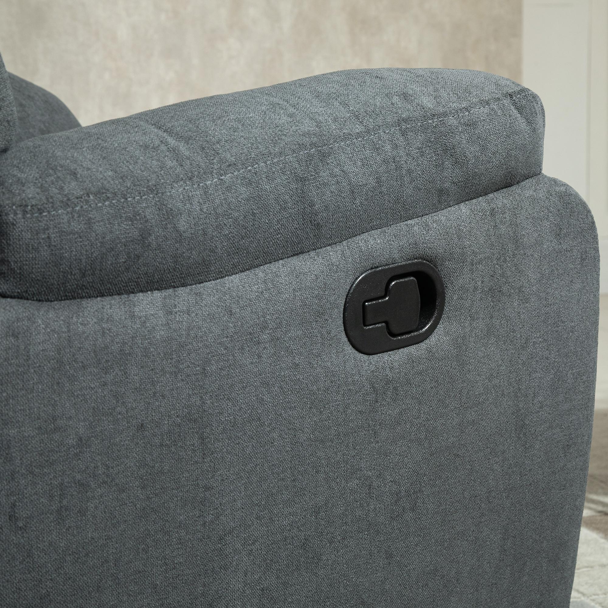 Sofá Reclinable con Reposapiés Cojín 97x96x105,5cm Gris