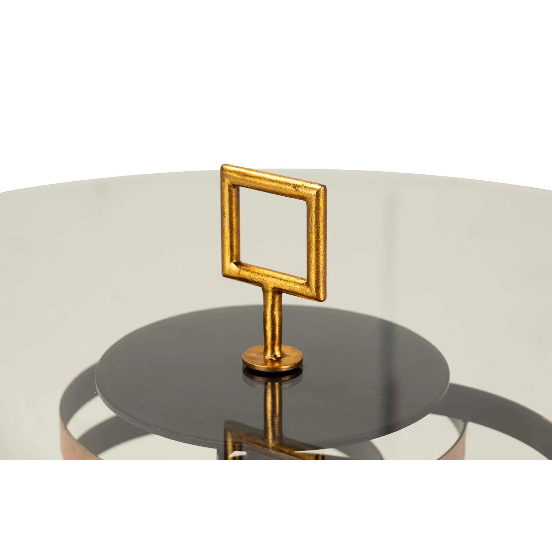 Mesa Auxiliar Metal Cristal Dorado Yuku 92x92x50 Cm