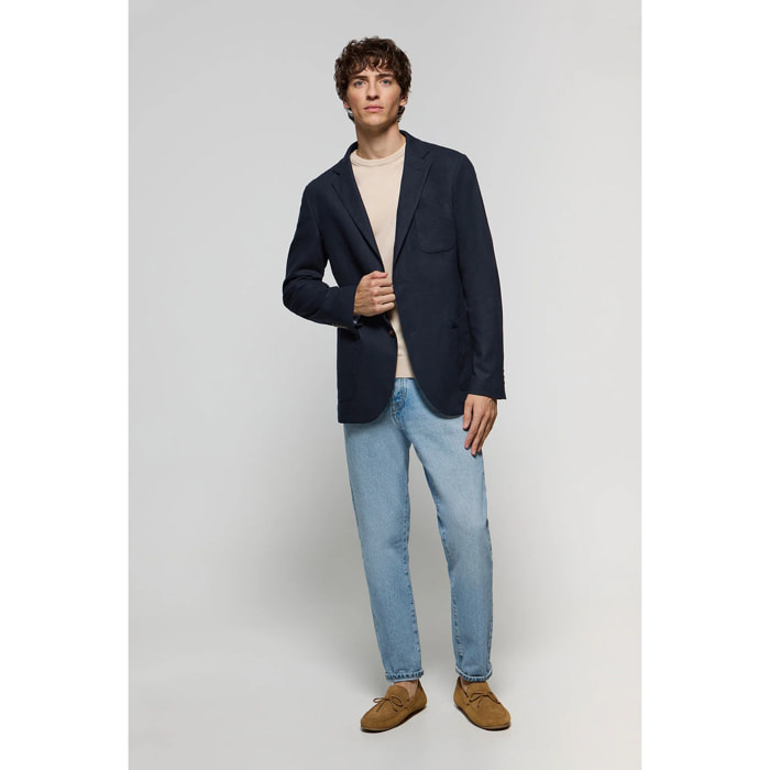 Blazer in lino blu marino con particolari Polo Club