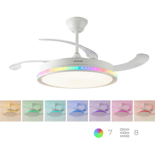 Ventilatore da soffitto con luce LED RGB, 4 pale retrattili e telecomando InnovaGoods
