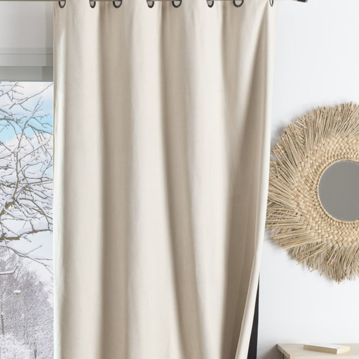 Rideau thermique phonique et semi occultant KONFOR - Blanc cassé