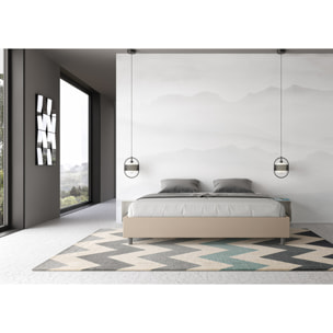 Cama con almacenaje acolchada sin cabecero 180x200 cuero sintético gris paloma Azelia