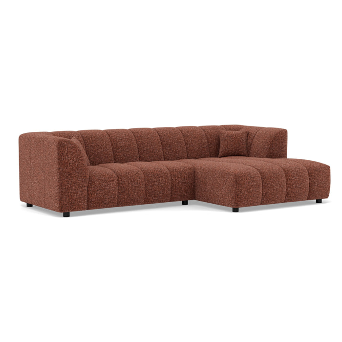 Curtis - canapé d'angle droit 4 places avec accoudoir en tissu texturé - Terracotta