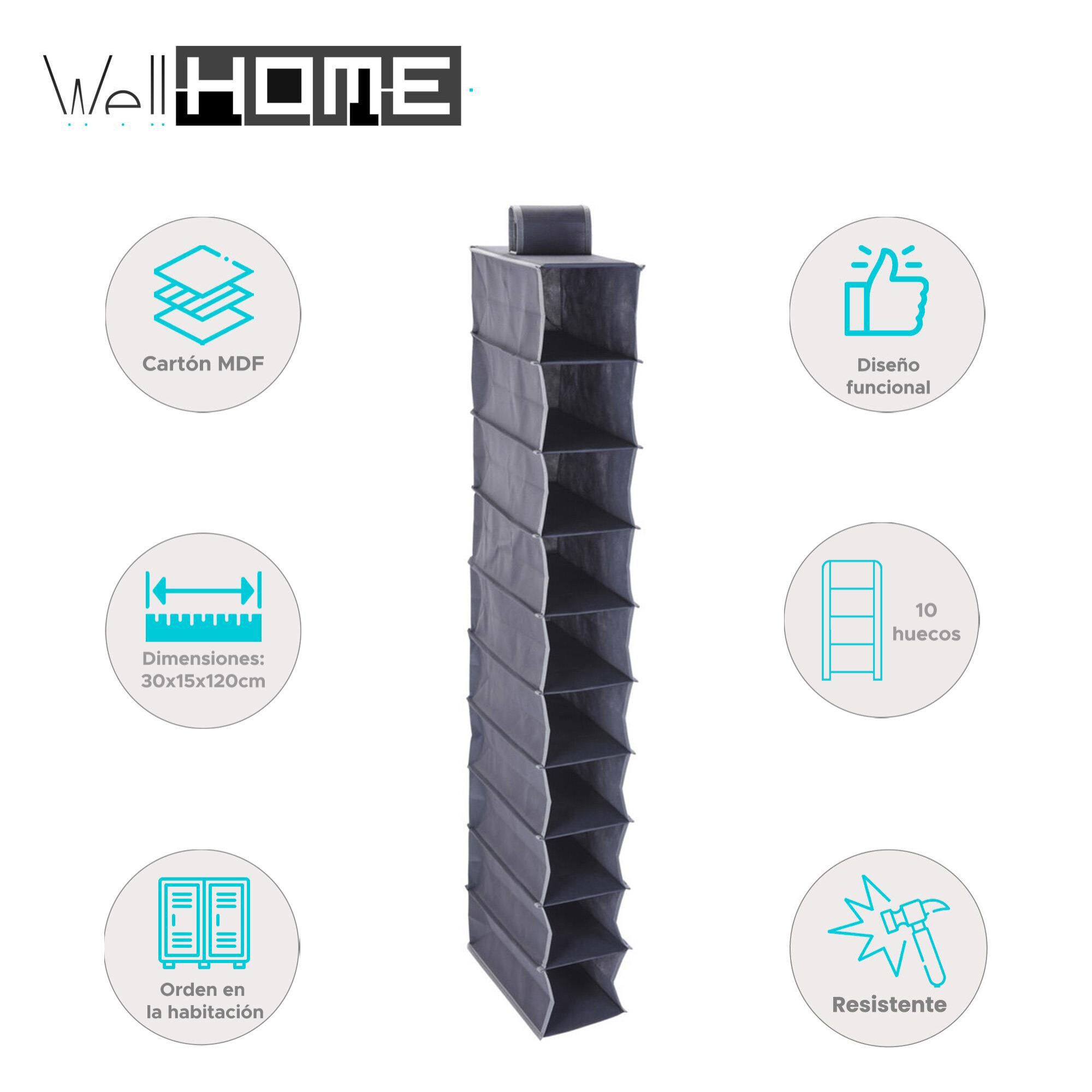 Organizador de Zapatos de 10 Estantes con Diseño Ligero y Resistente 30x15x120cm