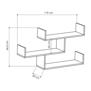 Mensola Dpar, Scaffale, Ripiano a muro, Scaffalatura multiuso, 119x23h67 cm, Bianco