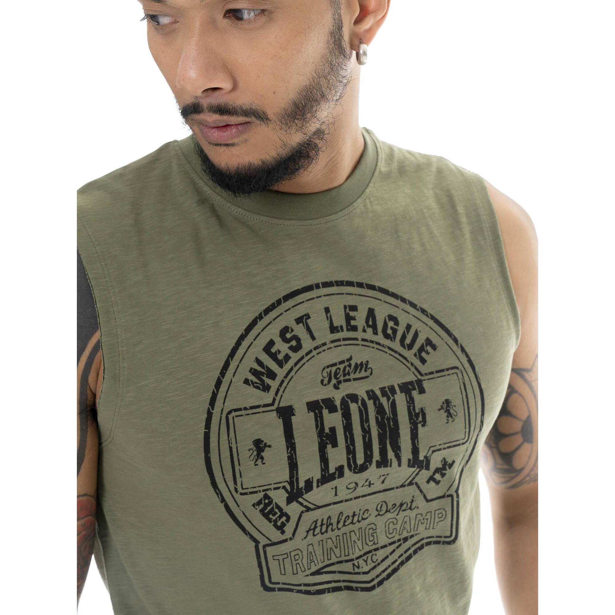 T-shirt smanicata da uomo in cotone Leone Military 1947