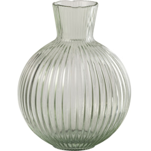 J-Line Vase Balle Cotelié - verre - gris vert - large