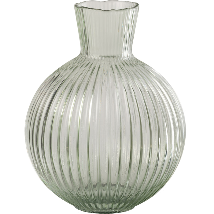 J-Line Vase Balle Cotelié - verre - gris vert - large