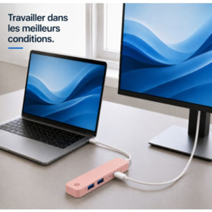 Hub USB C ESSENTIELB 4 en 1 USB-C Rose - Vr
