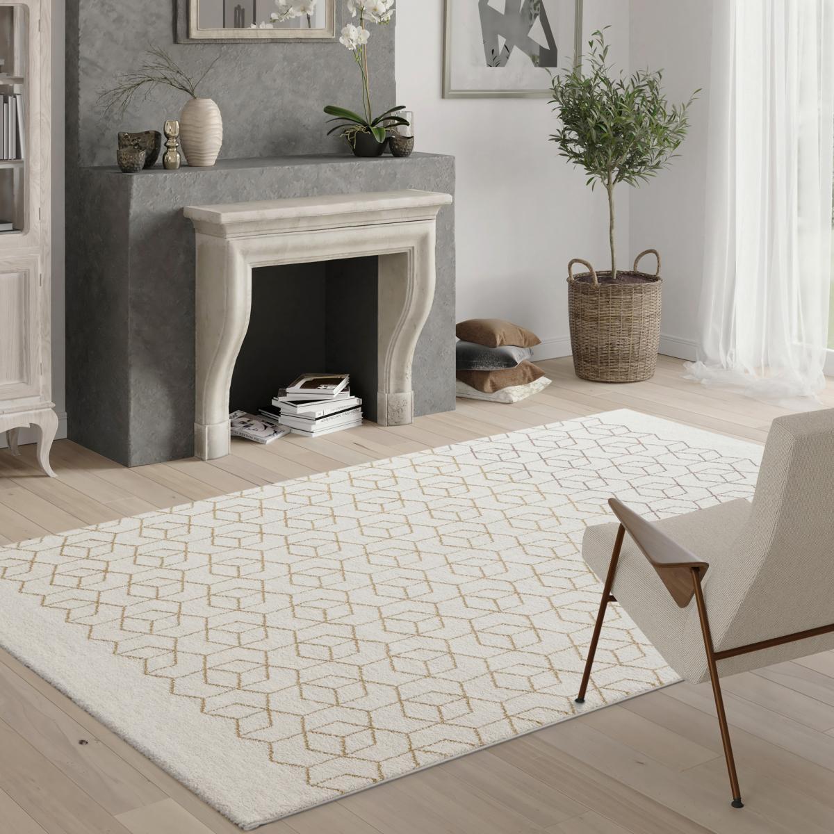 Tapis salon et chambre tissé motif géométrique JULE