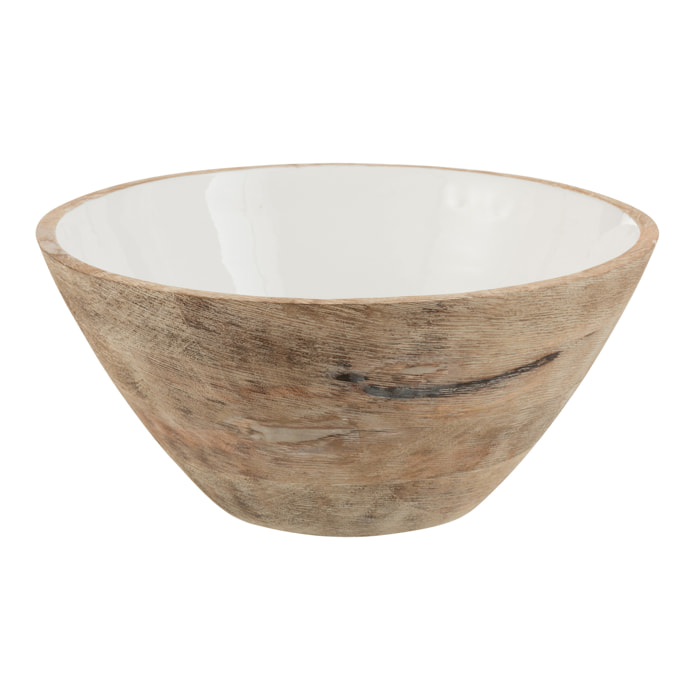 J-Line bol - bois - blanc/naturel - large