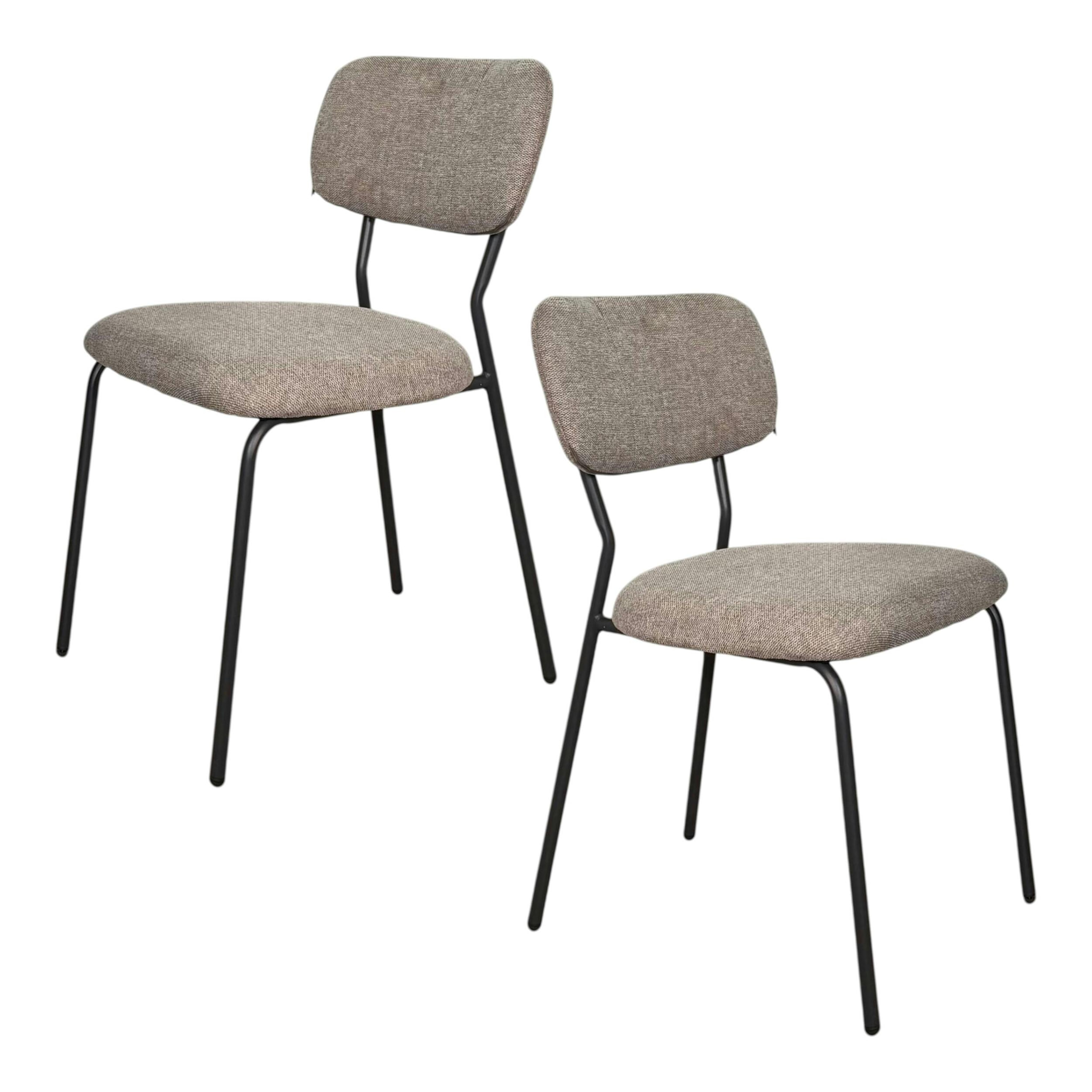 Chaise tissu brun taupe style écolier (lot de 2) MALANG