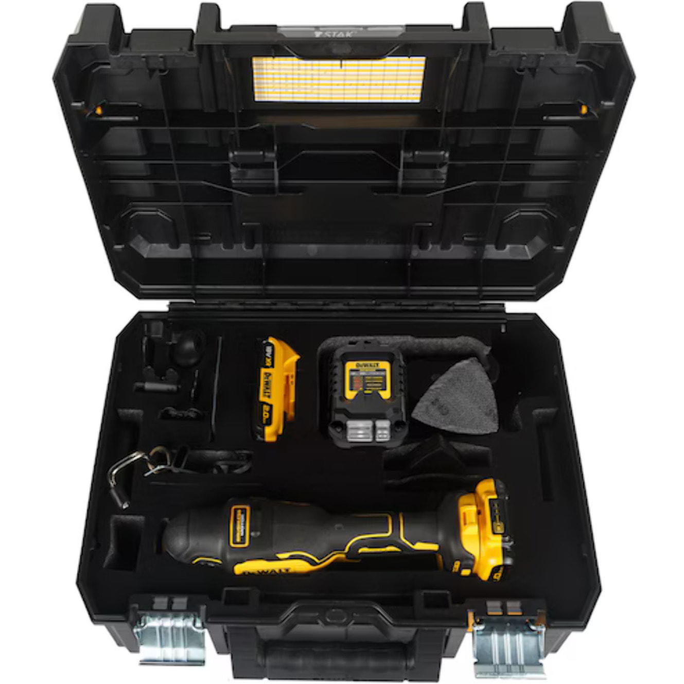 Multi-Cutter DEWALT Sans Fil 18V 2.0Ah Li-Ion Sans Charbons + 32 Accessoires Coffret T-STAK - DCS355D2