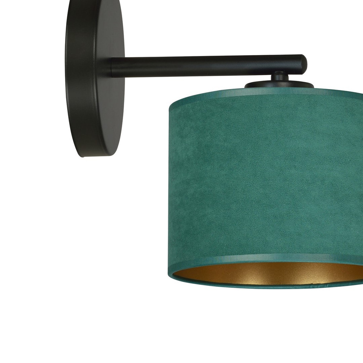 Lampada a parete Hilde in acciaio nero e tessuto vellutato verde