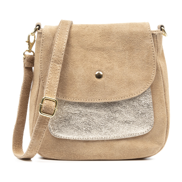 Altissimo borsa a tracolla donna. Pelle autentica Camoscio combinata con Camoscio Lucido brillante.