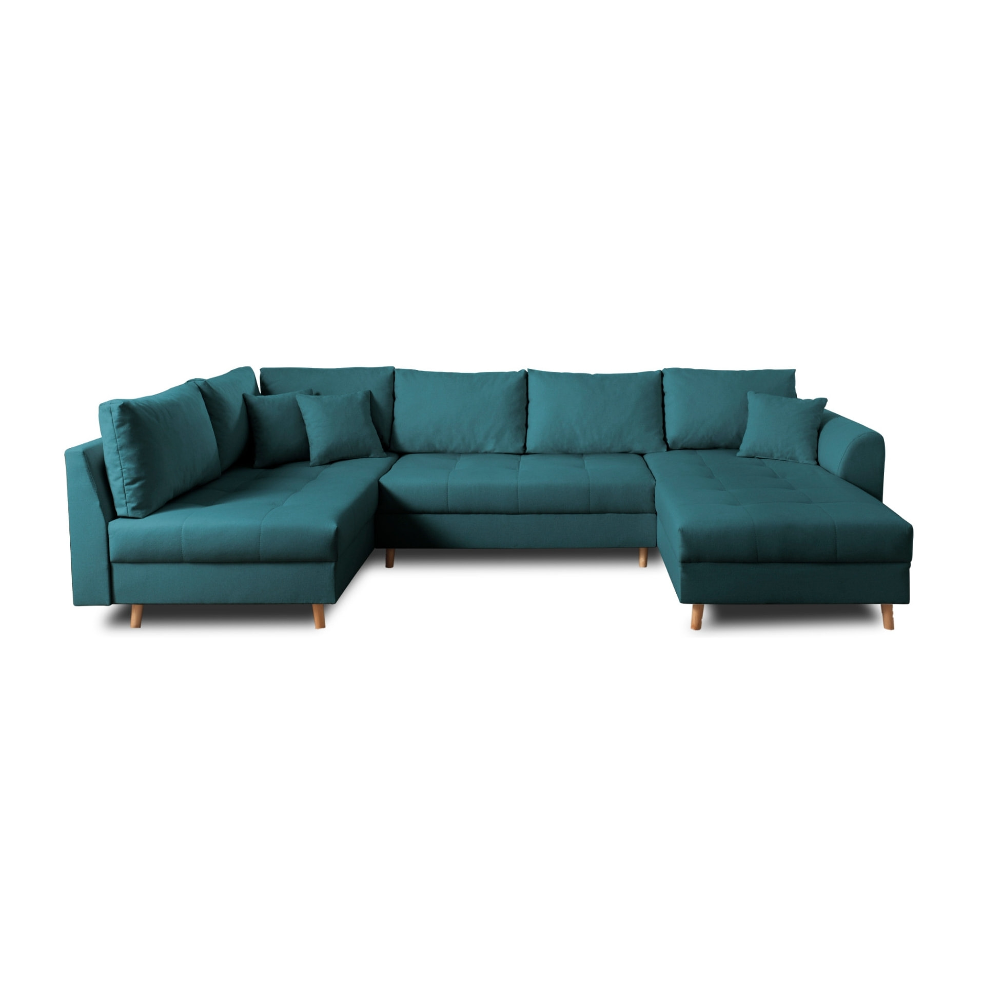 Rune - canapé panoramique avec pouf d'appoint - 7 places - style scandinave - gauche - Bleu canard