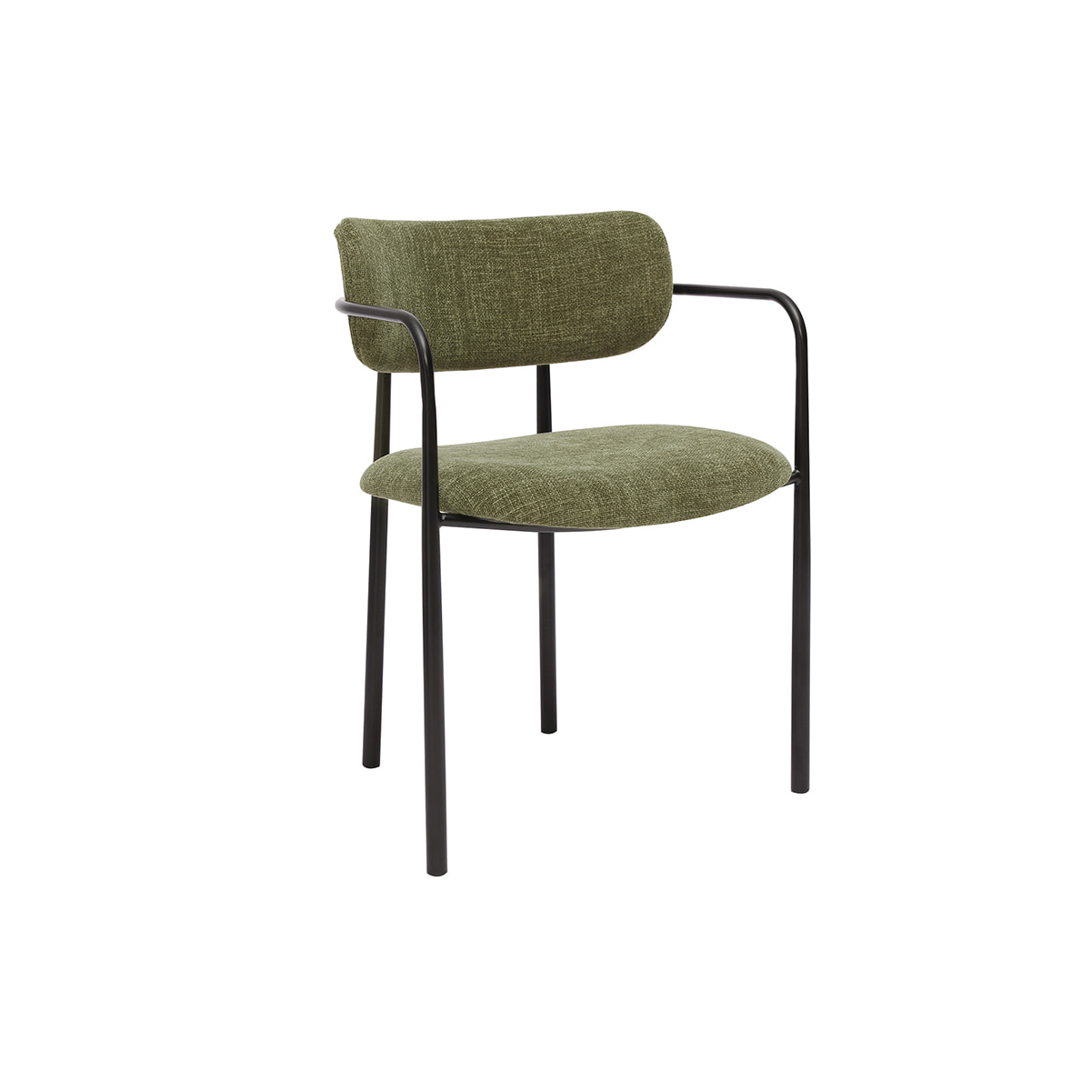 Chaises en tissu effet velours texturé vert kaki et métal noir (lot de 2) SWIFT