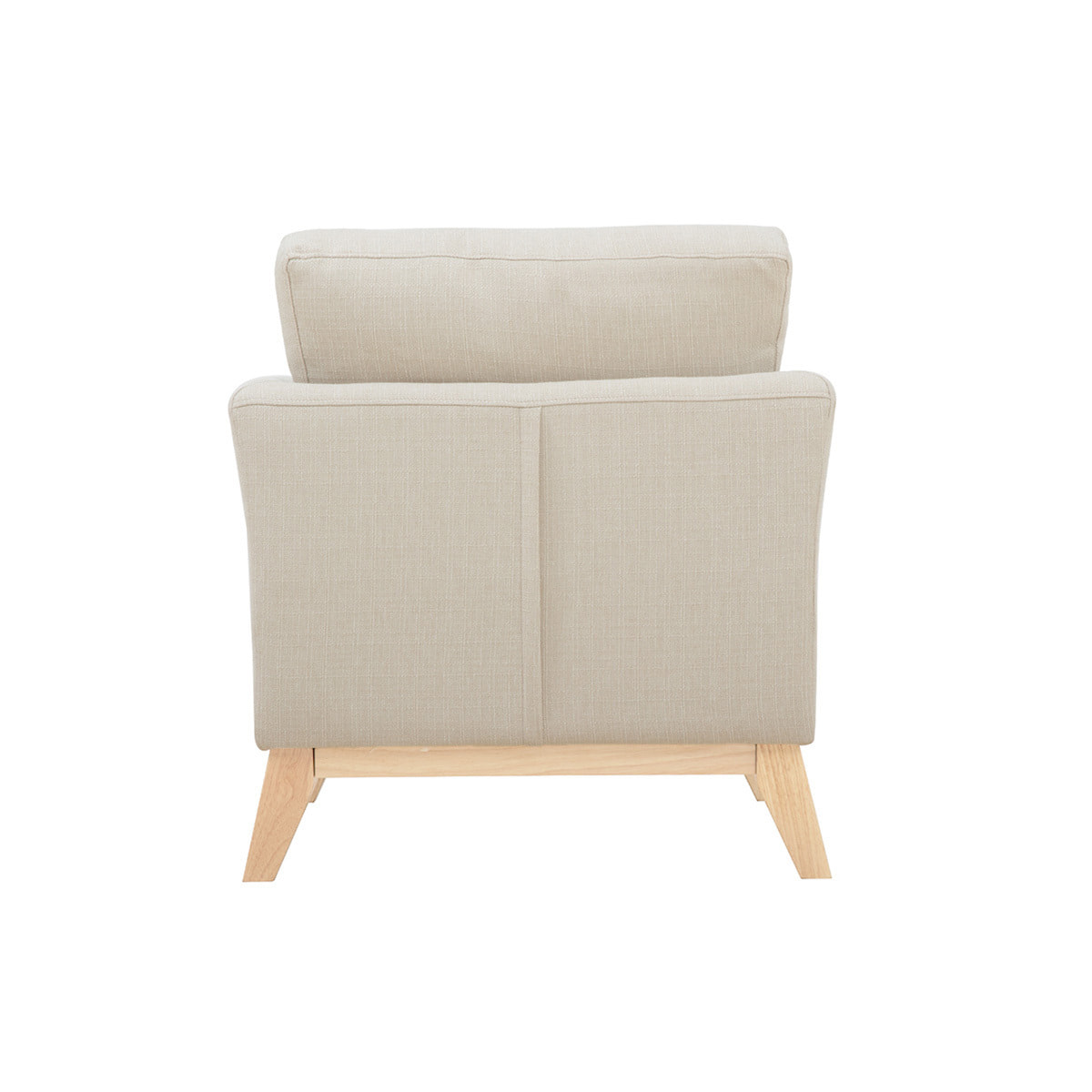 Fauteuil scandinave déhoussable en tissu beige et bois clair OSLO