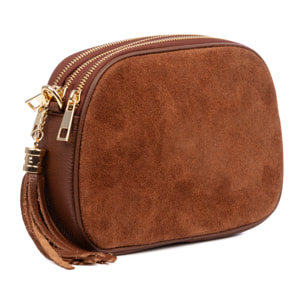 Aliminusa bolso bandolera Mujer. Piel auténtica Gamuza y Dollaro.