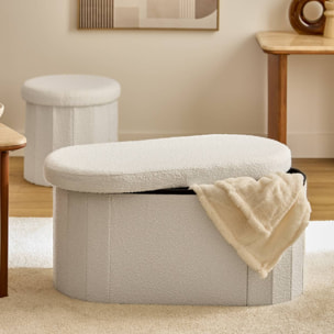 Pouf Fink ovale pliable 38x76cm blanc