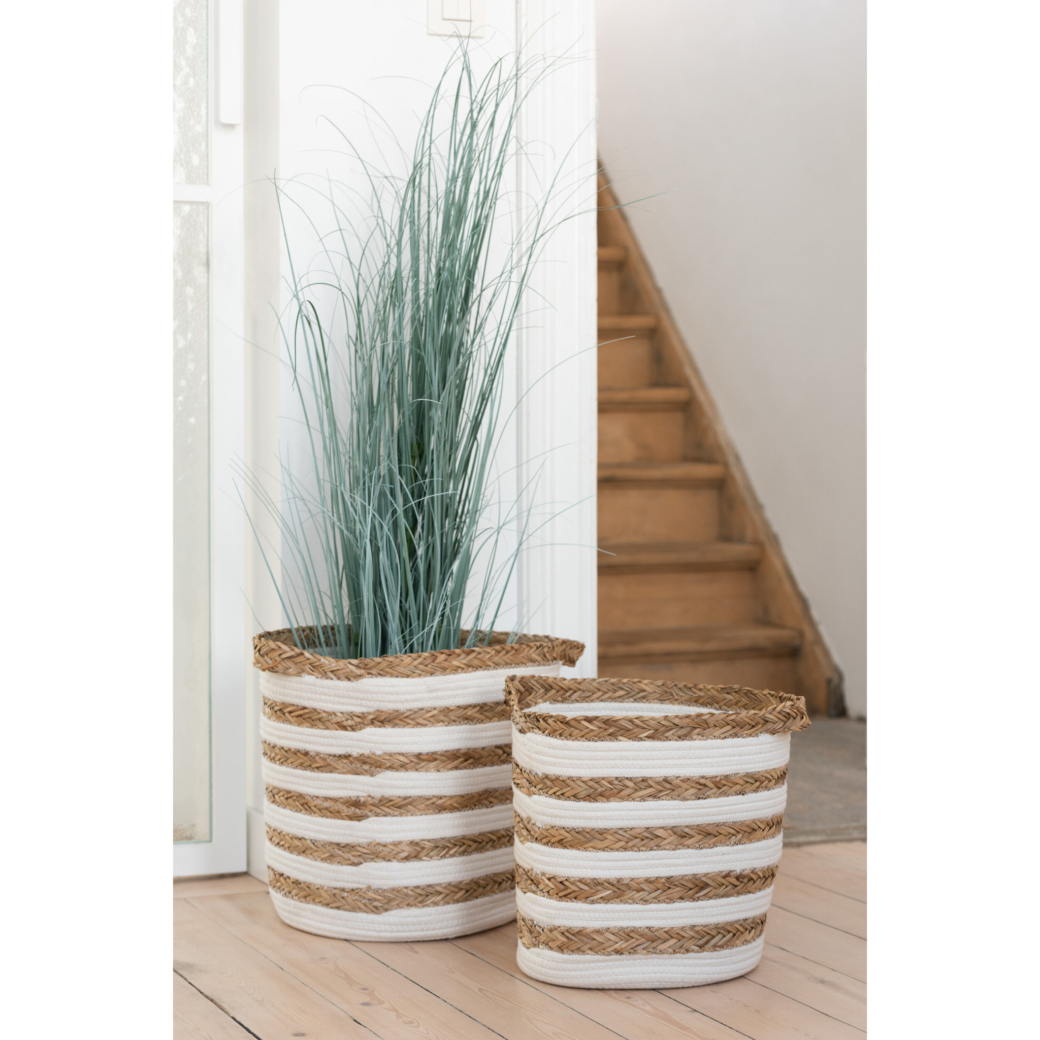 J-Line Herbes En Pot Plastique Bleu/Vert Extra Large