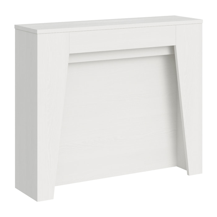 Console Extensible 90x25/211 cm Anea Frêne Blanc rallonges internes