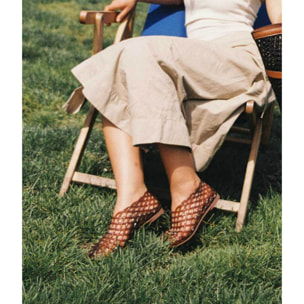 Bailarinas de goma marrones con malla