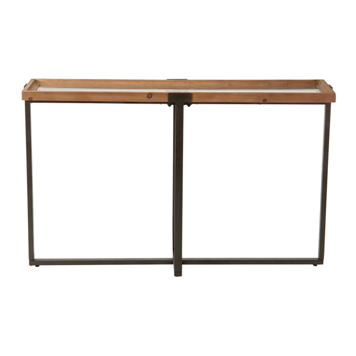 Consola Metal Cristal Marron Negro 120x33x75 Cm