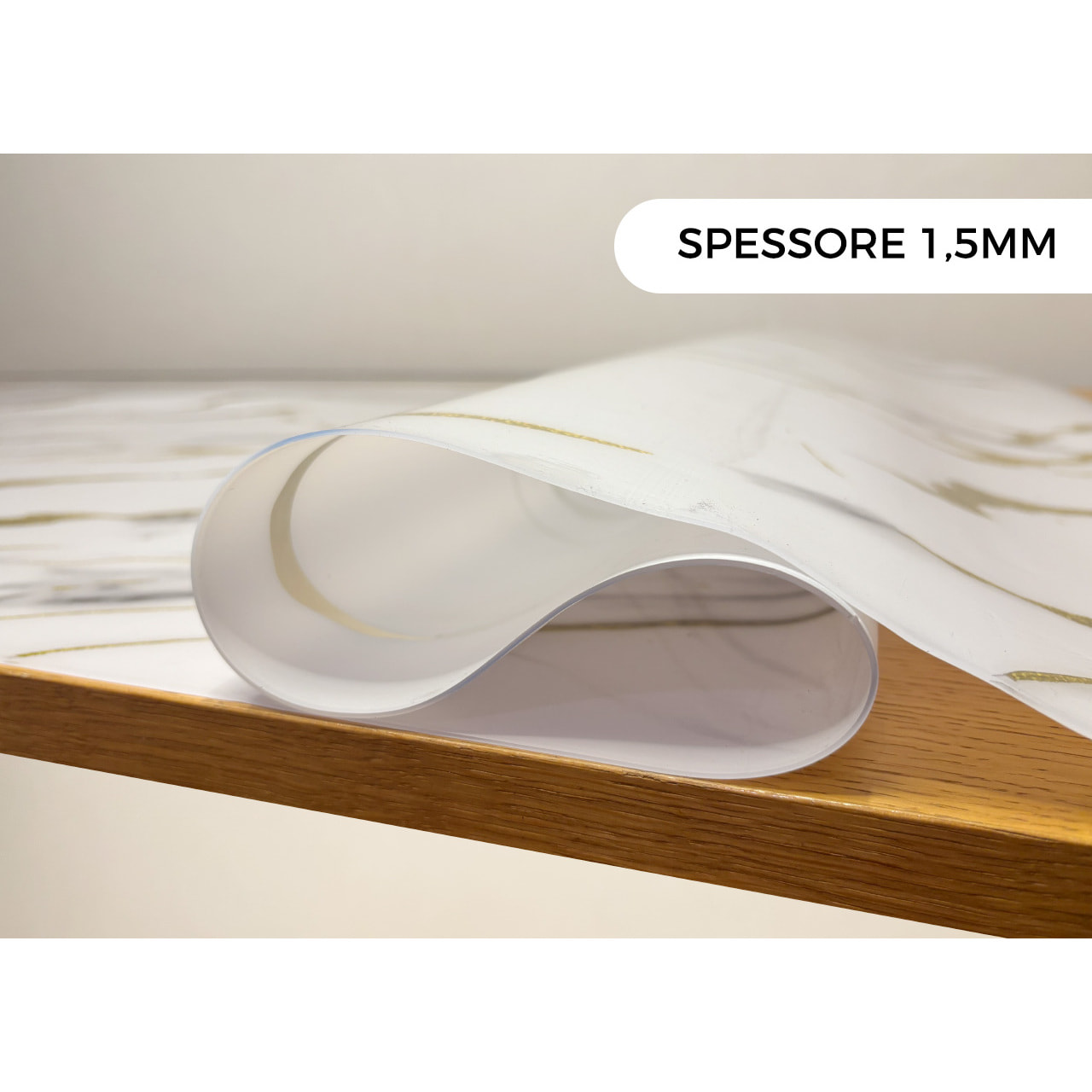 Tovaglia Antimacchia Plastificata Idrorepellente Rotolo Tasgliabile PVC Proteggi Tavolo Crystal Marmo D11 1,55mm