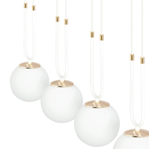 Lampada a sospensione GLAM in acciaio bianco opaco e oro