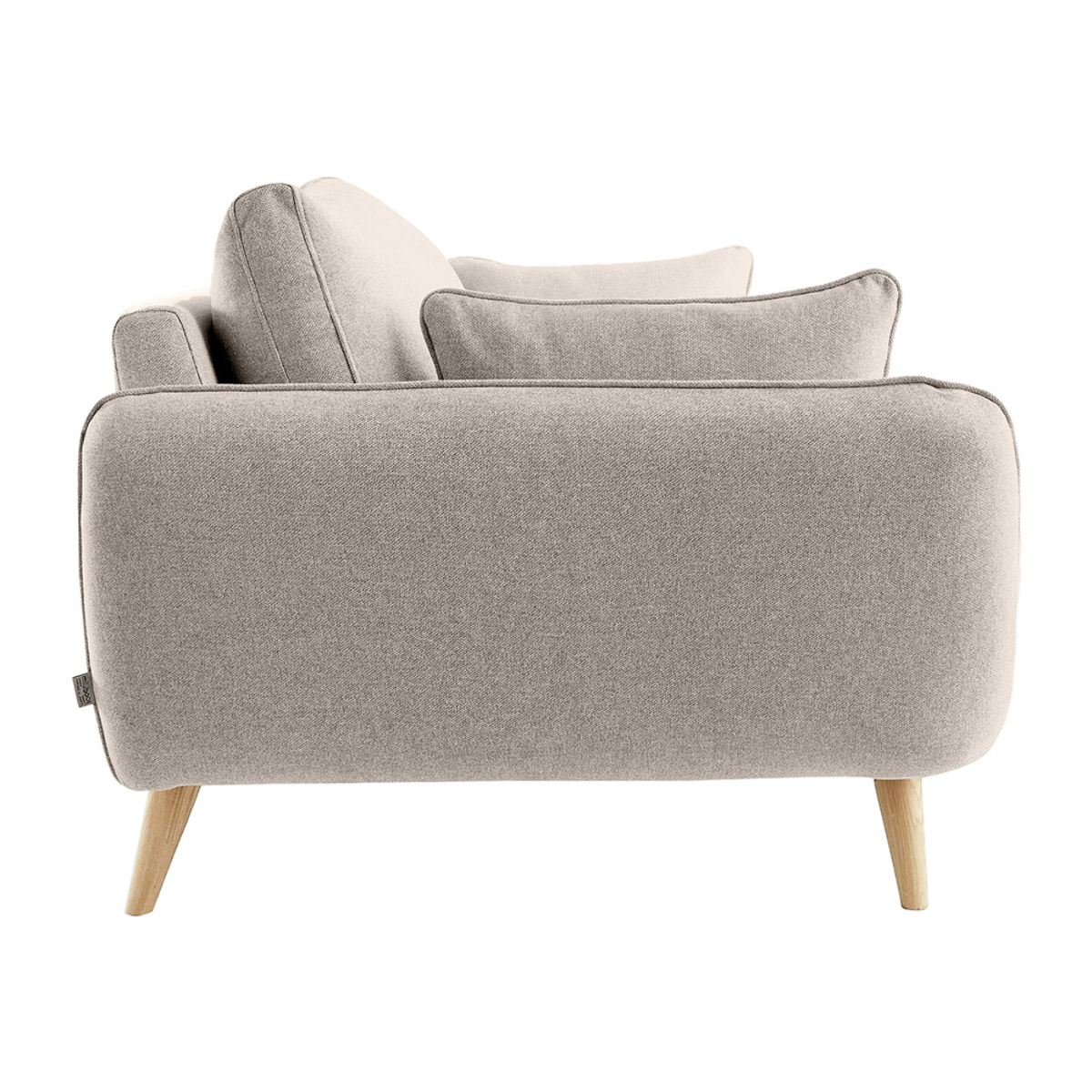 Canapé scandinave 3 places en tissu beige et bois clair CREEP