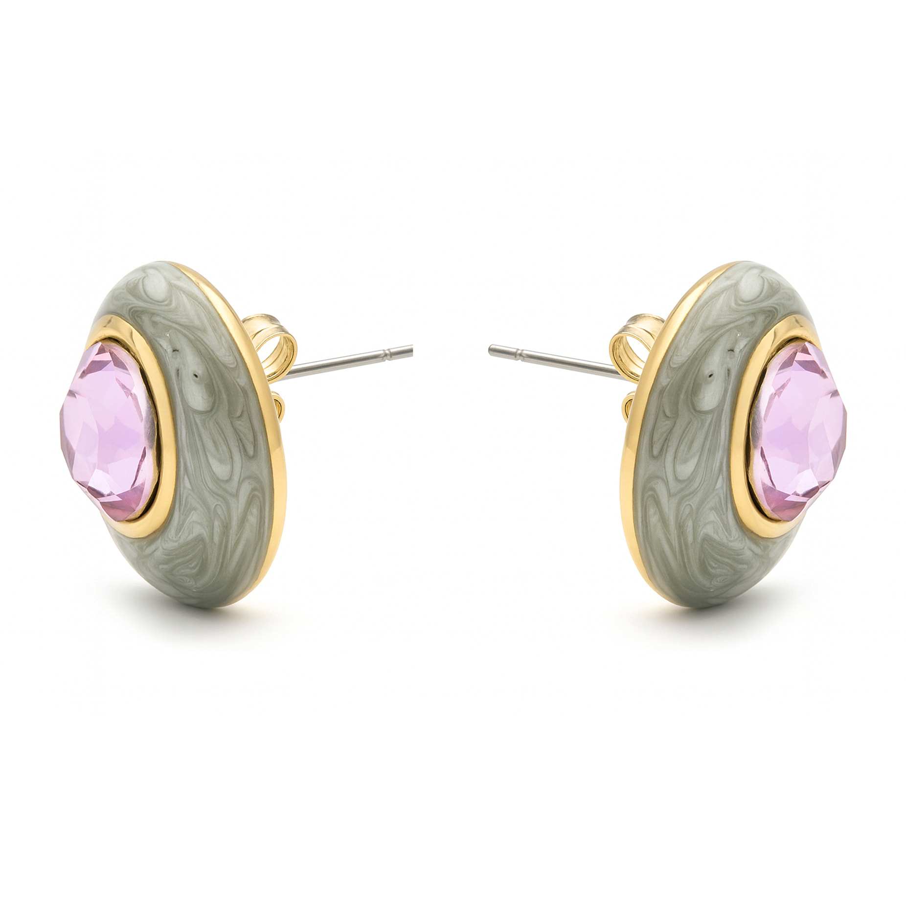 Pendientes de Circonita Rosa acabado en oro amarillo 18k