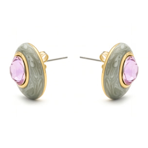 Pendientes de Circonita Rosa acabado en oro amarillo 18k