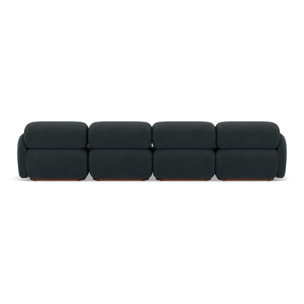 Penelope - canapé droit modulable 4 places en velours texturé - Noir